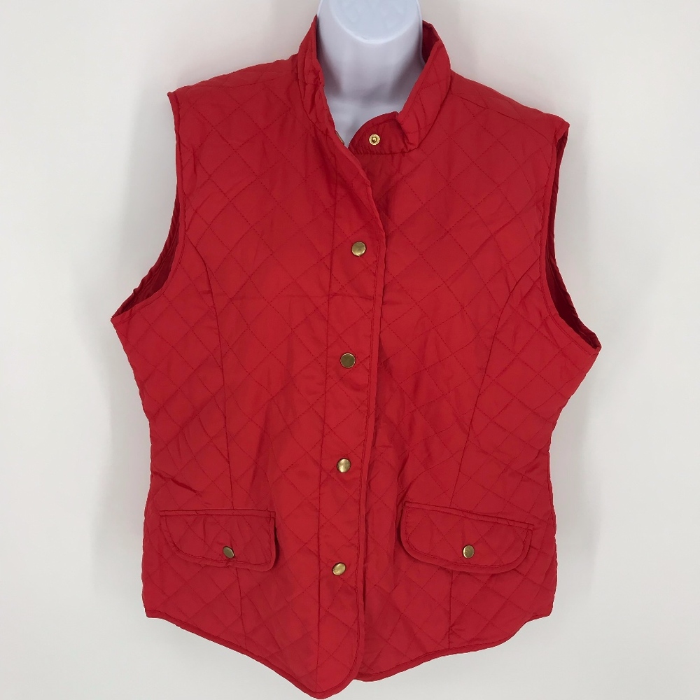 Mary McFadden Red Quilted Vest